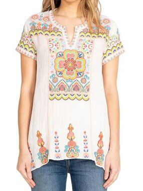 Johnny Was Tamia Boho Drape Top Tunic Size Large